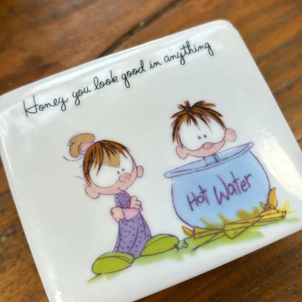 Vintage Enesco Frank & Willie funny trinket dish